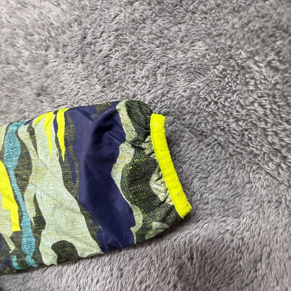Patagonia Reversible Puff Ball Jacket 2T Navy Camo Yellow Quilted Hooded Zip - Picture 5 of 8